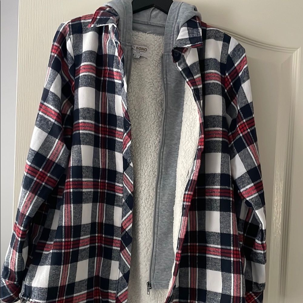 Plaid Sherpa-Lined Jacket